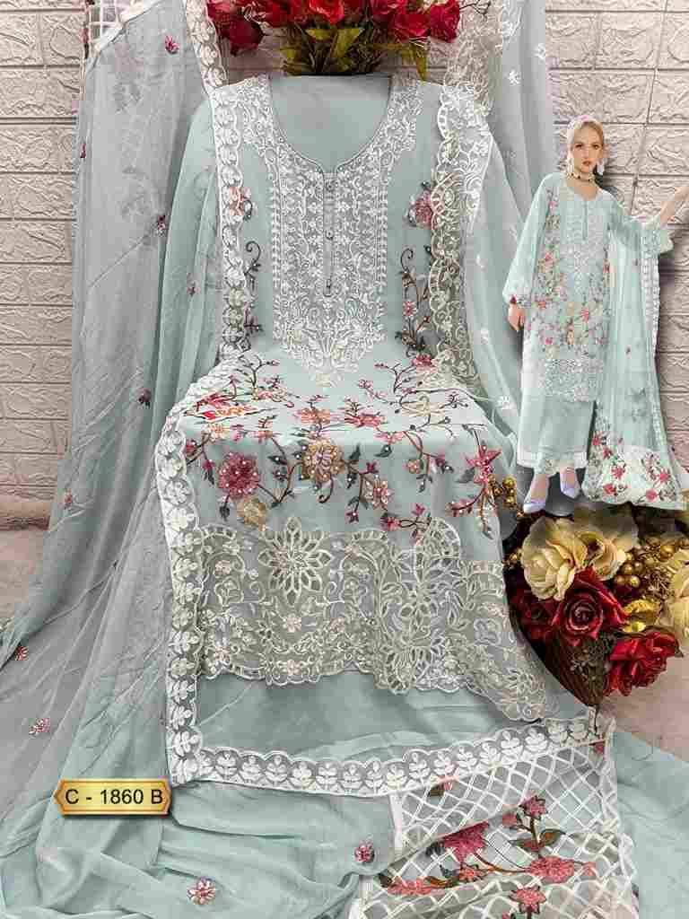 Fepic 1860 Colours By Fepic 1860-A To 1860-C Series Beautiful Pakistani Suits Colorful Stylish Fancy Casual Wear & Ethnic Wear Georgette Embroidered Dresses At Wholesale Price