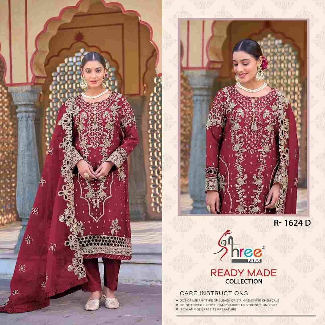 Shree Fabs Hit Design R-1624 Colours By Shree Fabs R-1624-A To R-1624-D Series Beautiful Pakistani Suits Stylish Fancy Colorful Party Wear & Occasional Wear Pure Organza Embroidered Dresses At Wholesale Price