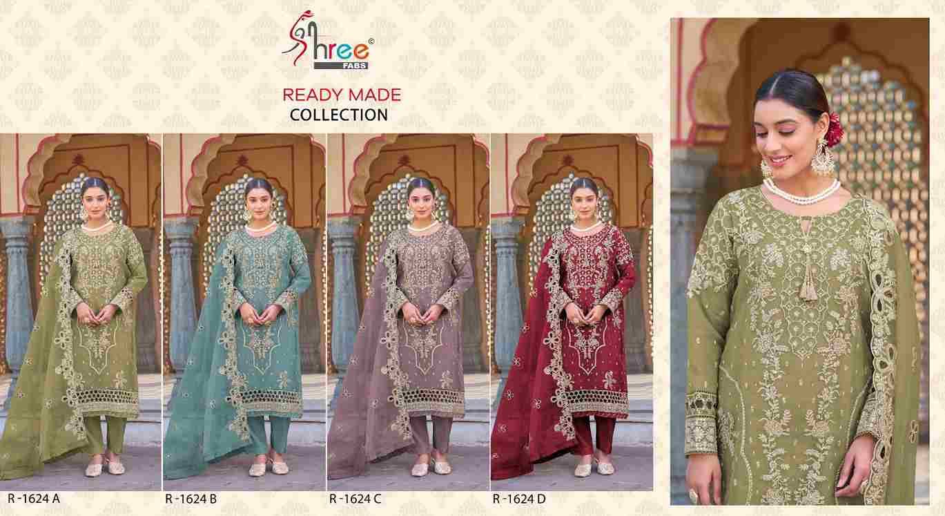 Shree Fabs Hit Design R-1624 Colours By Shree Fabs R-1624-A To R-1624-D Series Beautiful Pakistani Suits Stylish Fancy Colorful Party Wear & Occasional Wear Pure Organza Embroidered Dresses At Wholesale Price