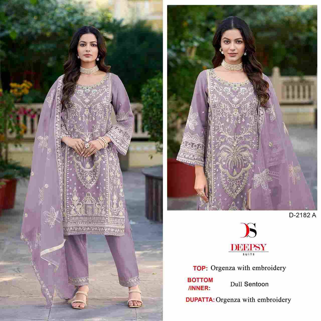 Deepsy Hit Design 2182 Colours By Deepsy Suits 2182-A To 2182-D Series Beautiful Pakistani Suits Colorful Stylish Fancy Casual Wear & Ethnic Wear Organza Embroidered Dresses At Wholesale Price