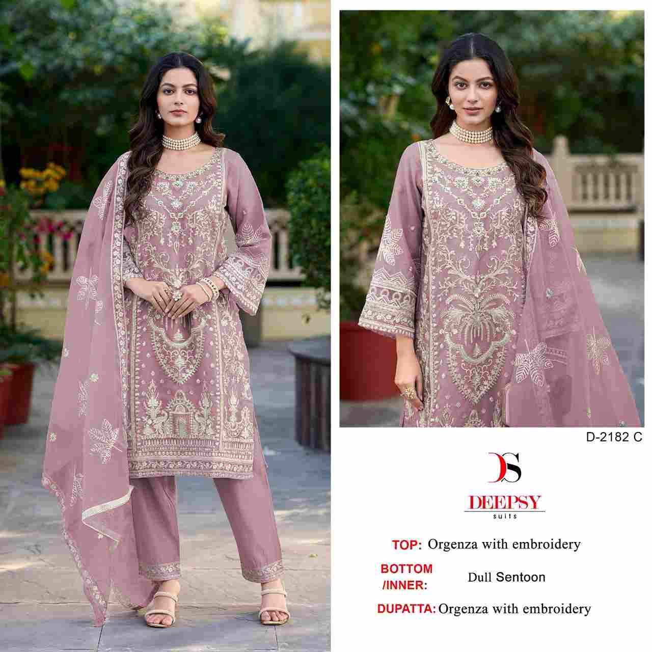 Deepsy Hit Design 2182 Colours By Deepsy Suits 2182-A To 2182-D Series Beautiful Pakistani Suits Colorful Stylish Fancy Casual Wear & Ethnic Wear Organza Embroidered Dresses At Wholesale Price