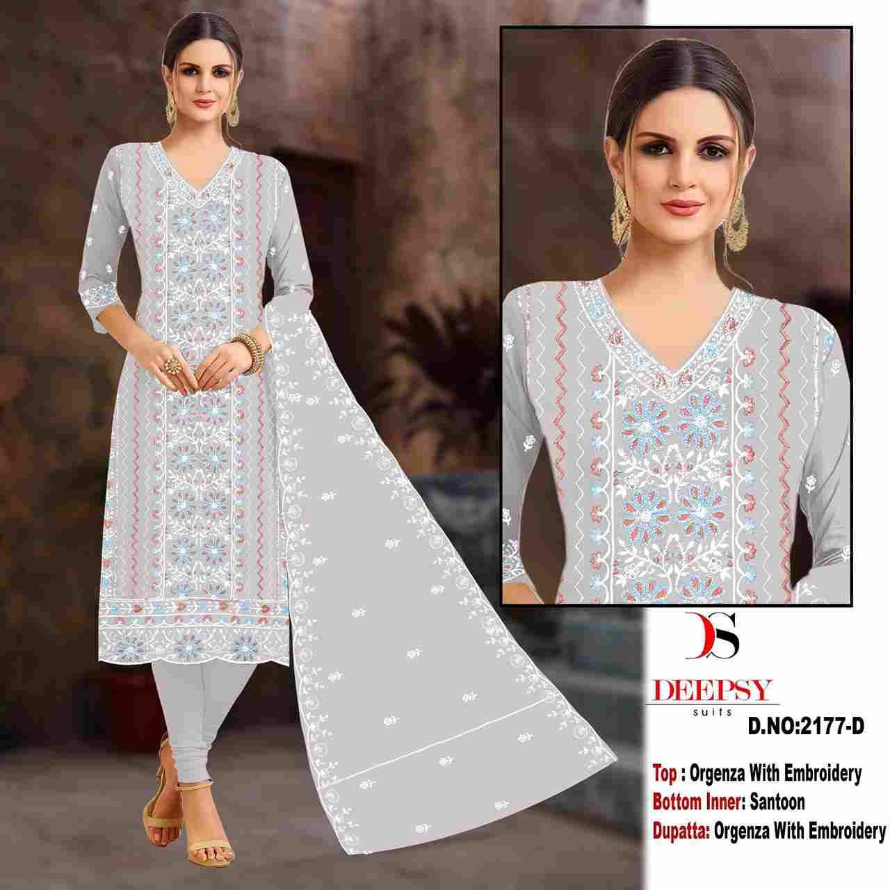 Deepsy Hit Design 2177 Colours By Deepsy Suits 2177-A To 2177-D Series Beautiful Pakistani Suits Colorful Stylish Fancy Casual Wear & Ethnic Wear Pure Organza Embroidered Dresses At Wholesale Price