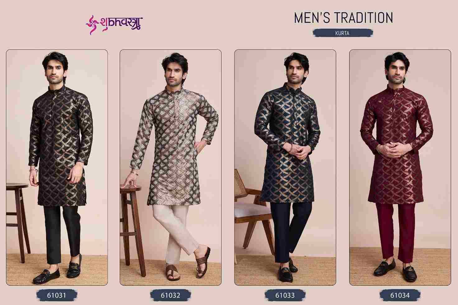 Mens Tradition By Shubhvastra 61031 To 61034 Series Beautiful Colorful Stylish Fancy Casual Wear & Ethnic Wear & Ready To Wear Silk Kurtas At Wholesale Price