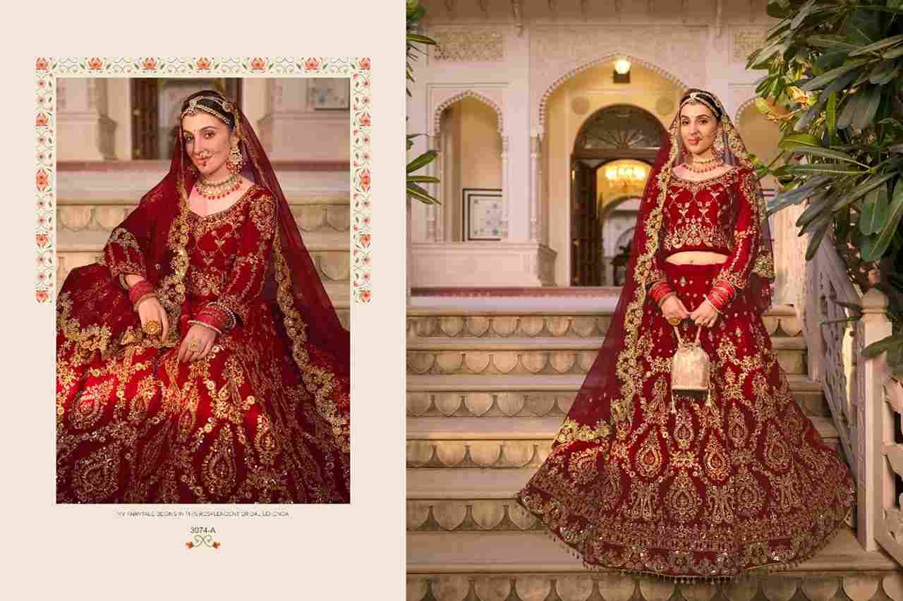 Riwayat Vol-3 By Senhora Dresses 3074-A To 3074-D Series Lifestyle Beautiful Colorful Fancy Wedding Collection Occasional Wear & Party Wear Heavy Velvet Lehengas At Wholesale Price