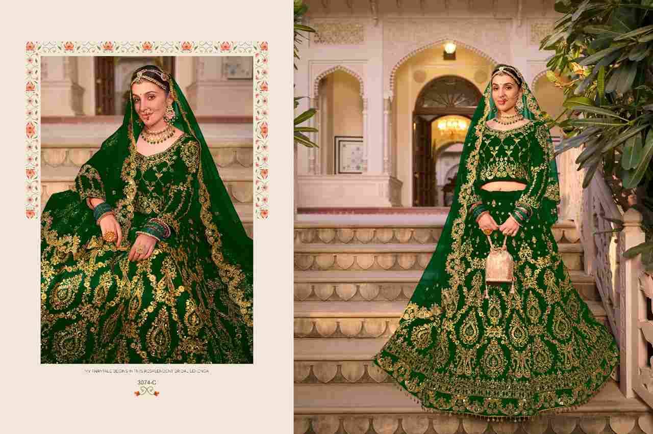 Riwayat Vol-3 By Senhora Dresses 3074-A To 3074-D Series Lifestyle Beautiful Colorful Fancy Wedding Collection Occasional Wear & Party Wear Heavy Velvet Lehengas At Wholesale Price