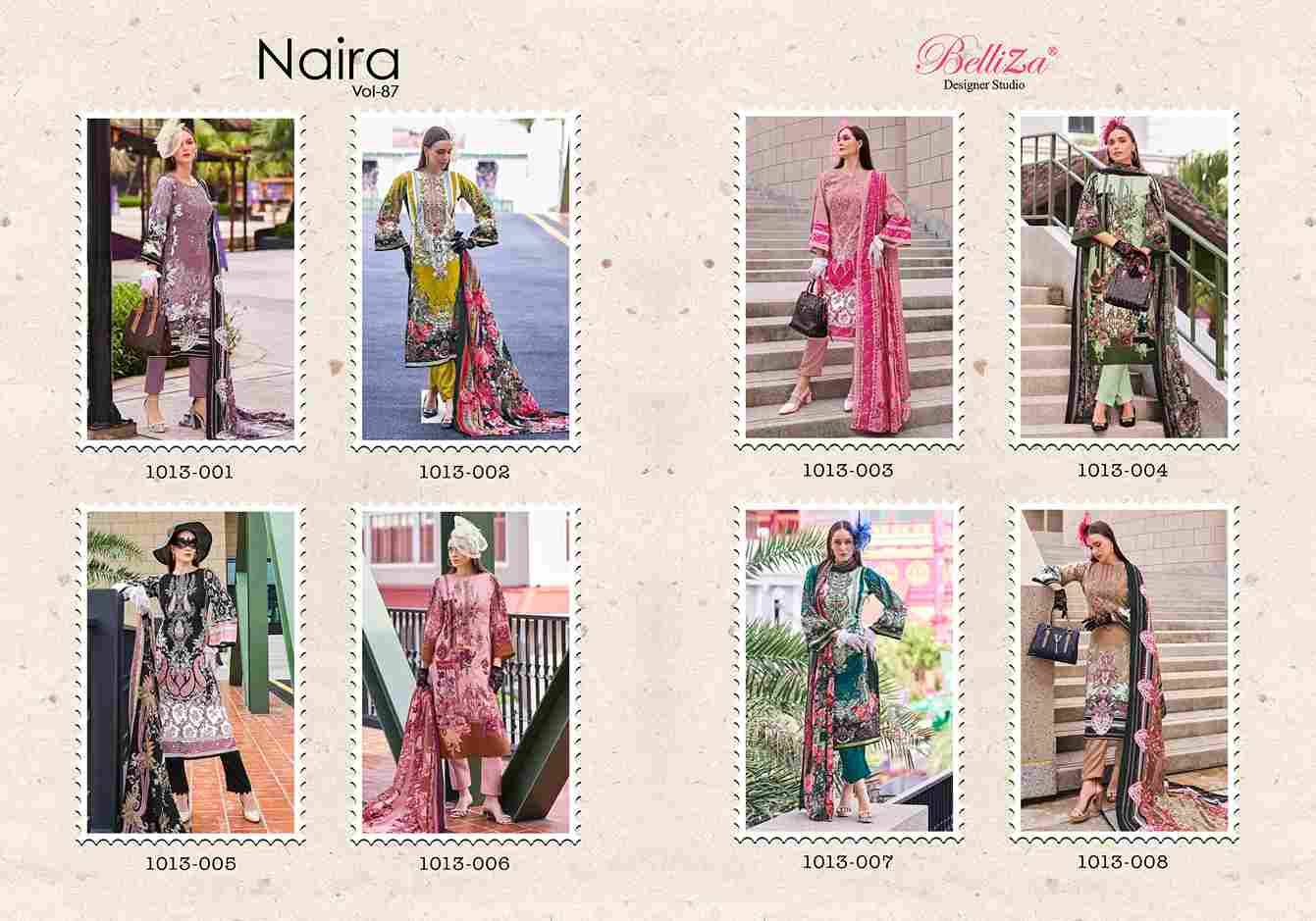 Naira Vol-87 By Belliza 1013-001 To 1013-008 Series Beautiful Festive Suits Stylish Fancy Colorful Casual Wear & Ethnic Wear Pure Cotton Print Dresses At Wholesale Price