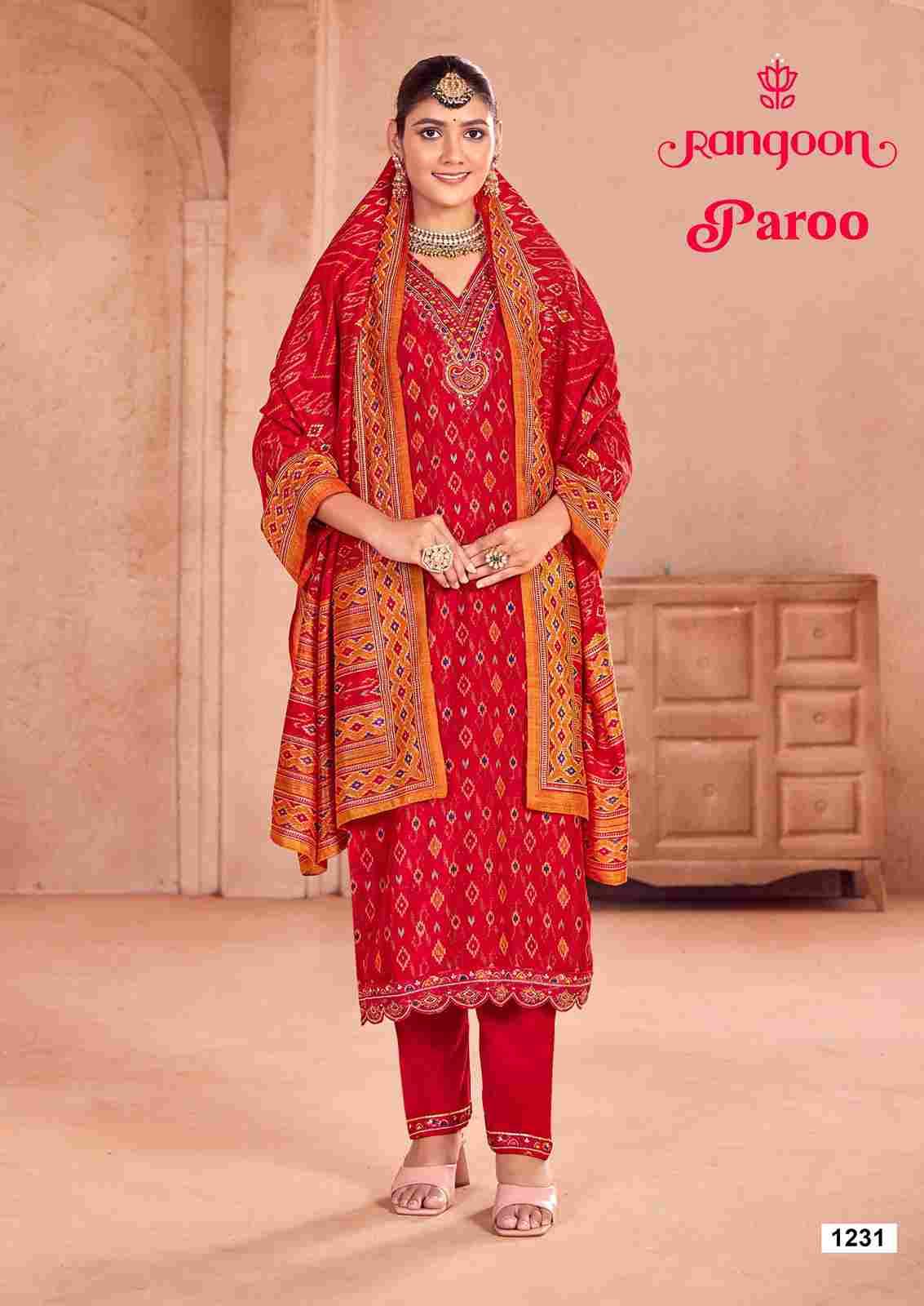 Paroo By Rangoon 1231 To 1234 Series Beautiful Stylish Festive Suits Fancy Colorful Casual Wear & Ethnic Wear & Ready To Wear Pure Silk Print Dresses At Wholesale Price