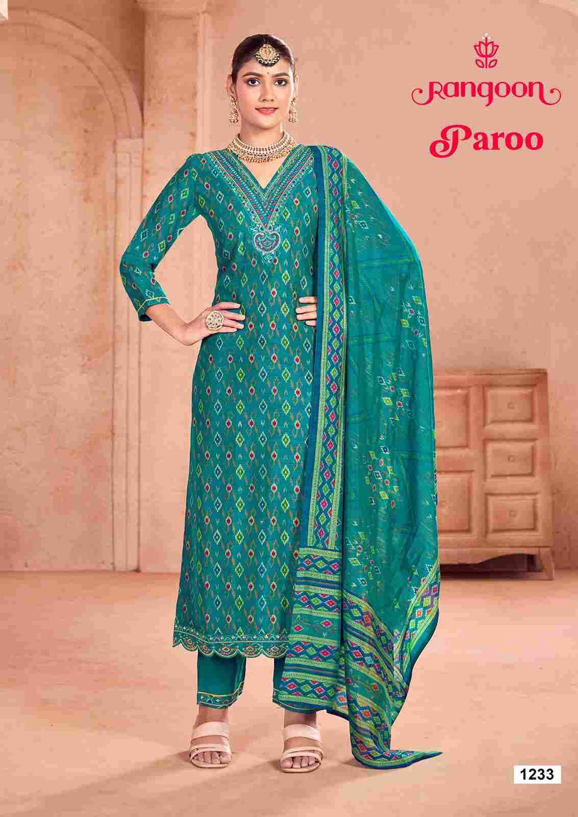 Paroo By Rangoon 1231 To 1234 Series Beautiful Stylish Festive Suits Fancy Colorful Casual Wear & Ethnic Wear & Ready To Wear Pure Silk Print Dresses At Wholesale Price