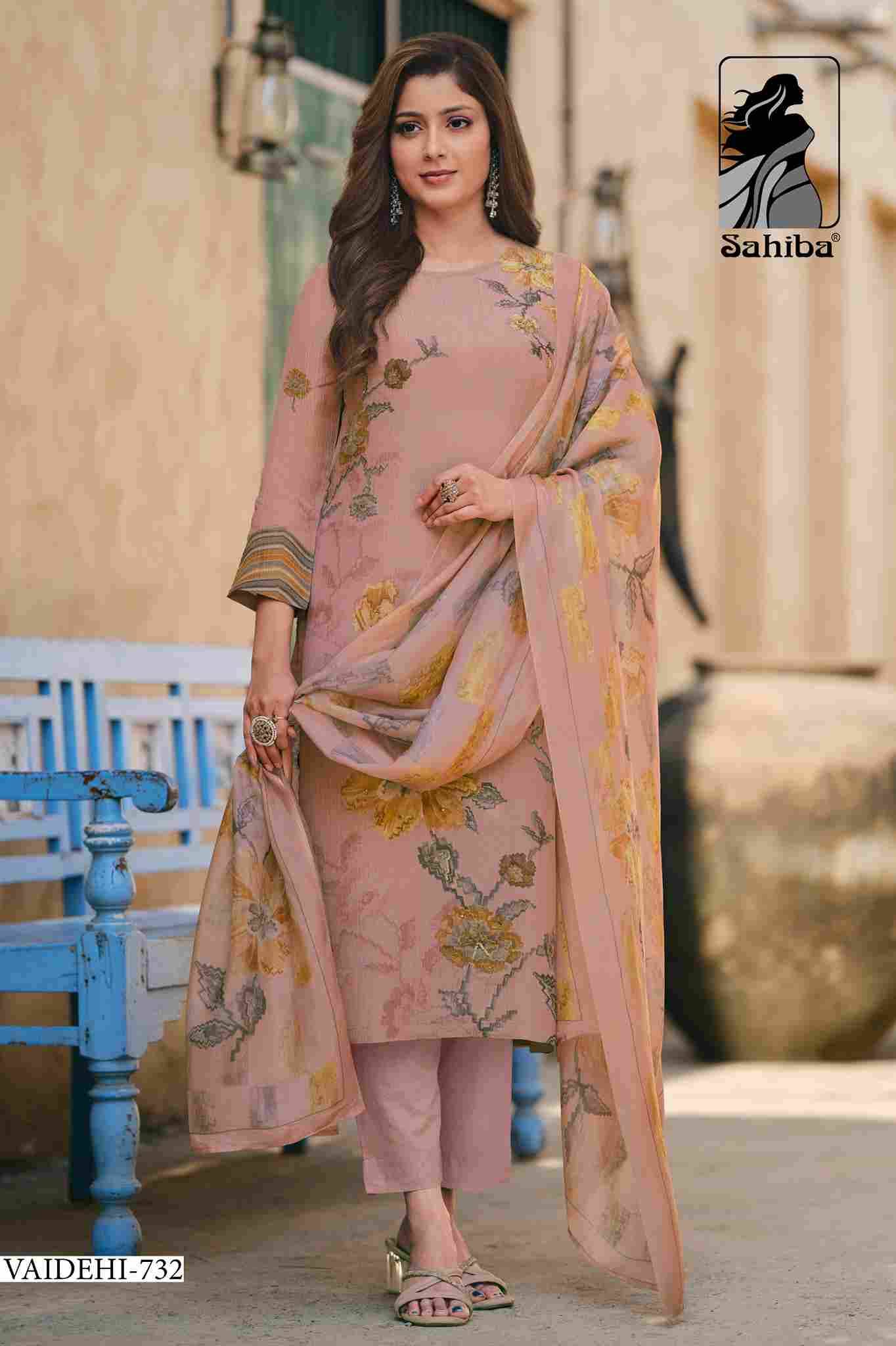 Vaidehi By Sahiba Fabrics Beautiful Festive Suits Colorful Stylish Fancy Casual Wear & Ethnic Wear Tissue Shimmer Dresses At Wholesale Price