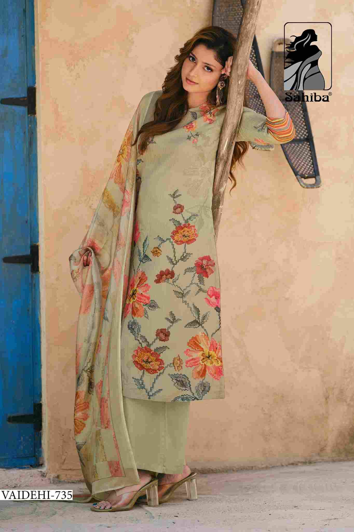 Vaidehi By Sahiba Fabrics Beautiful Festive Suits Colorful Stylish Fancy Casual Wear & Ethnic Wear Tissue Shimmer Dresses At Wholesale Price