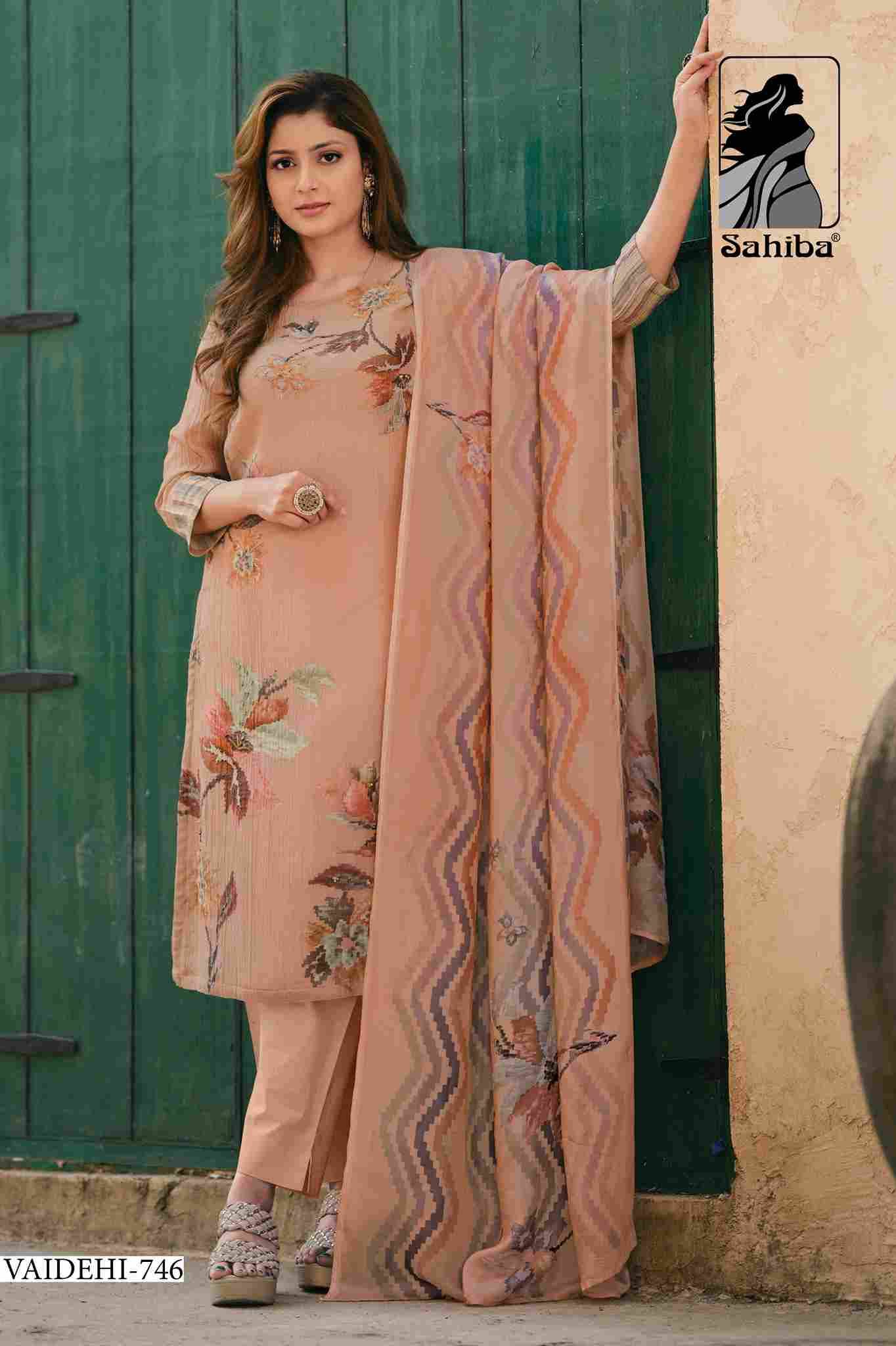 Vaidehi By Sahiba Fabrics Beautiful Festive Suits Colorful Stylish Fancy Casual Wear & Ethnic Wear Tissue Shimmer Dresses At Wholesale Price