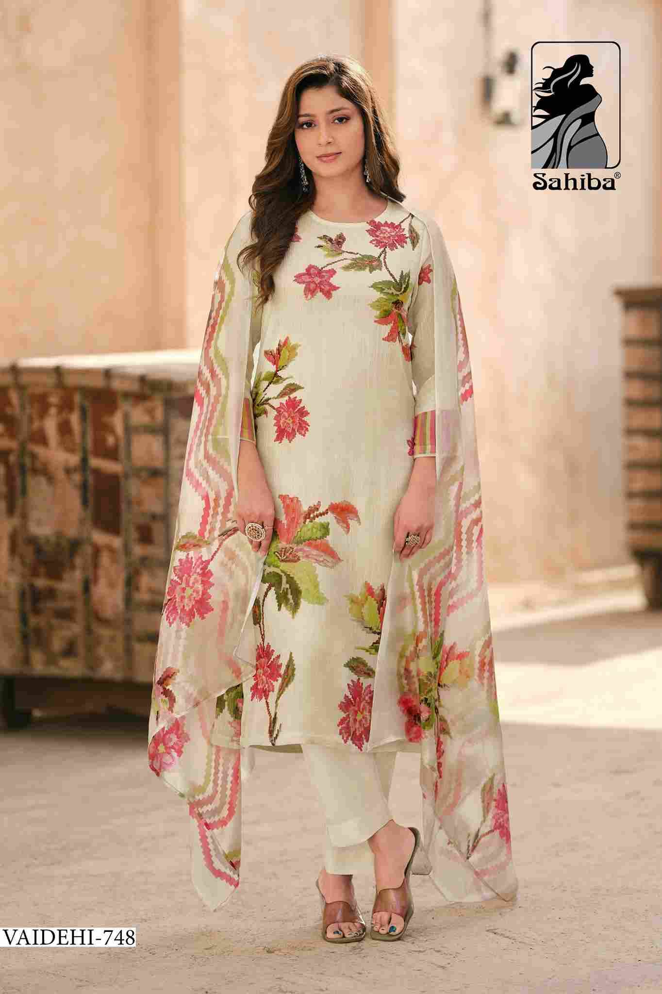 Vaidehi By Sahiba Fabrics Beautiful Festive Suits Colorful Stylish Fancy Casual Wear & Ethnic Wear Tissue Shimmer Dresses At Wholesale Price