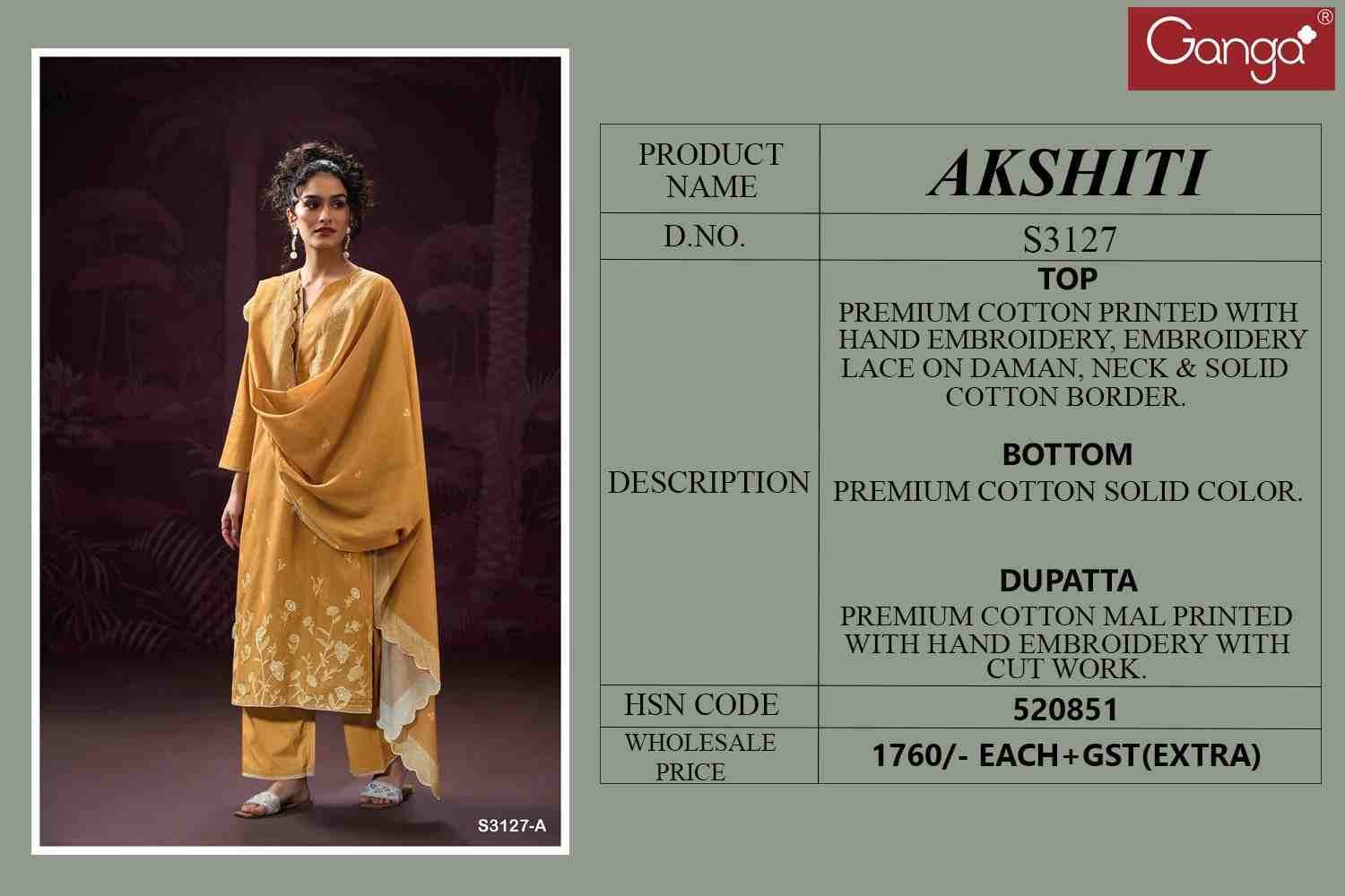 Akshiti-3127 By Ganga Fashion 3127-A To 3127-D Series Beautiful Festive Suits Colorful Stylish Fancy Casual Wear & Ethnic Wear Premium Cotton Dresses At Wholesale Price