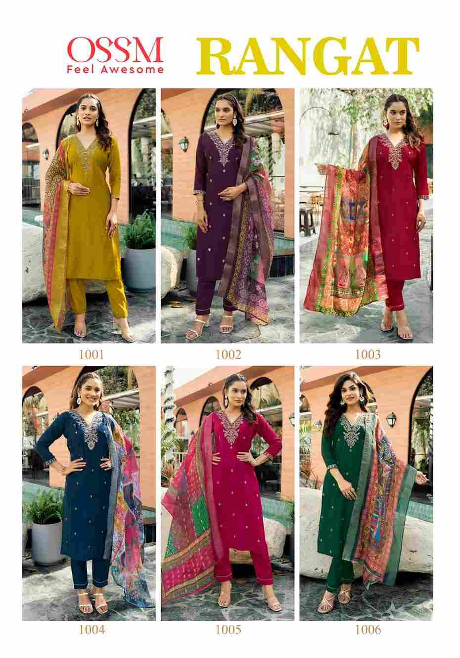 Rangat By Ossm 1001 To 1006 Series Beautiful Stylish Festive Suits Fancy Colorful Casual Wear & Ethnic Wear & Ready To Wear Pure Viscose Silk Dresses At Wholesale Price