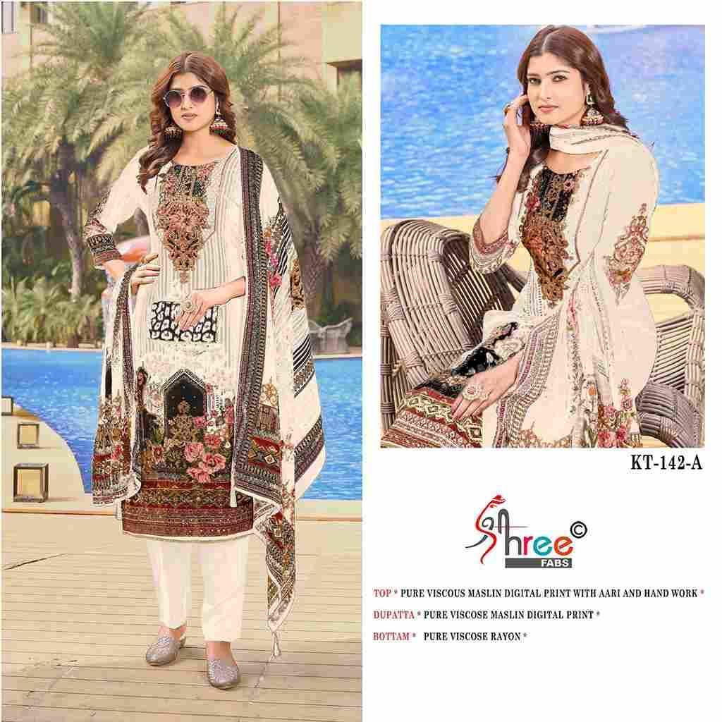 Shree Fabs Hit Design KT-142 Colours By Shree Fabs KT-142 To KT-142-A Series Designer Pakistani Suits Beautiful Fancy Stylish Colorful Party Wear & Occasional Wear Pure Viscose Muslin Embroidery Dresses At Wholesale Price