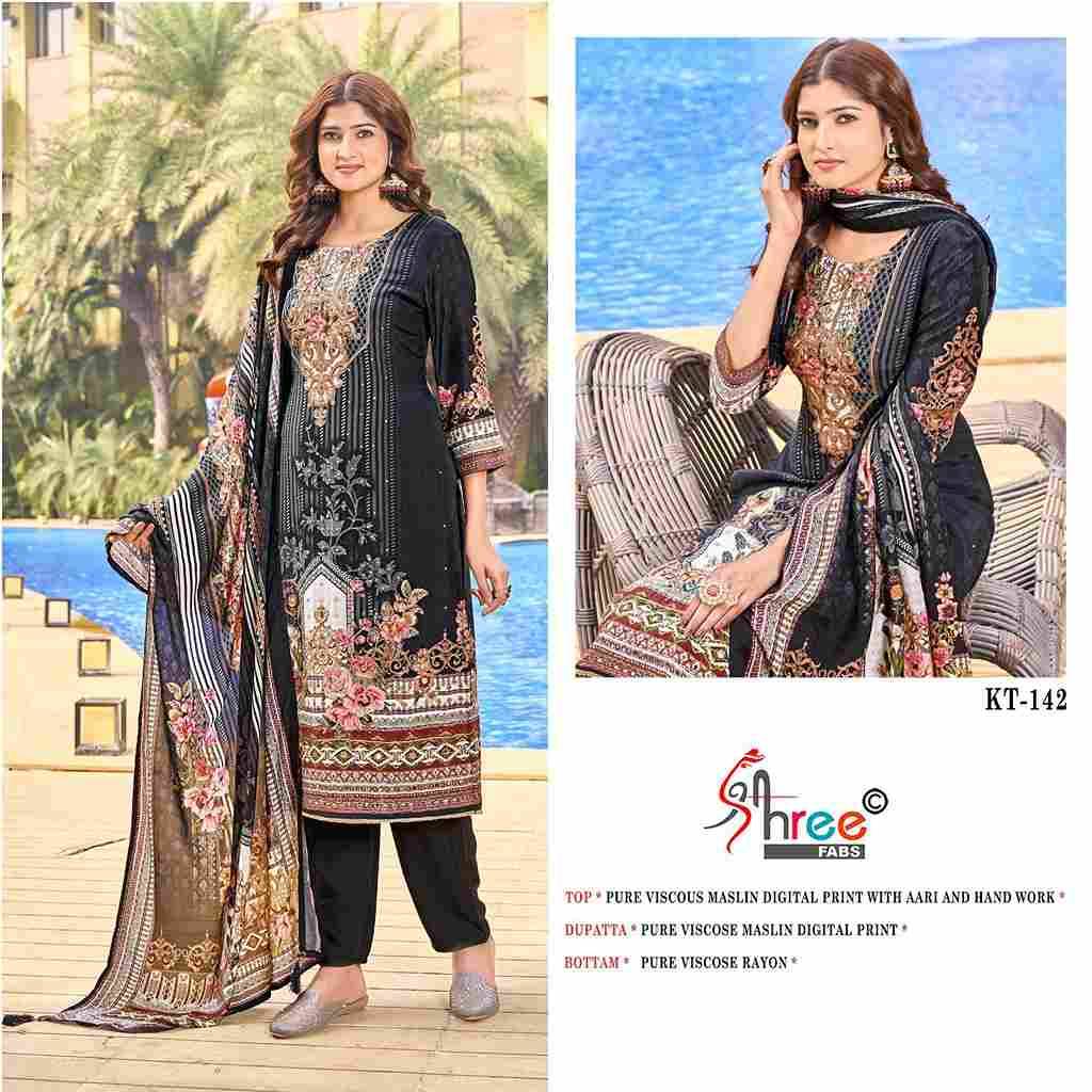 Shree Fabs Hit Design KT-142 Colours By Shree Fabs KT-142 To KT-142-A Series Designer Pakistani Suits Beautiful Fancy Stylish Colorful Party Wear & Occasional Wear Pure Viscose Muslin Embroidery Dresses At Wholesale Price