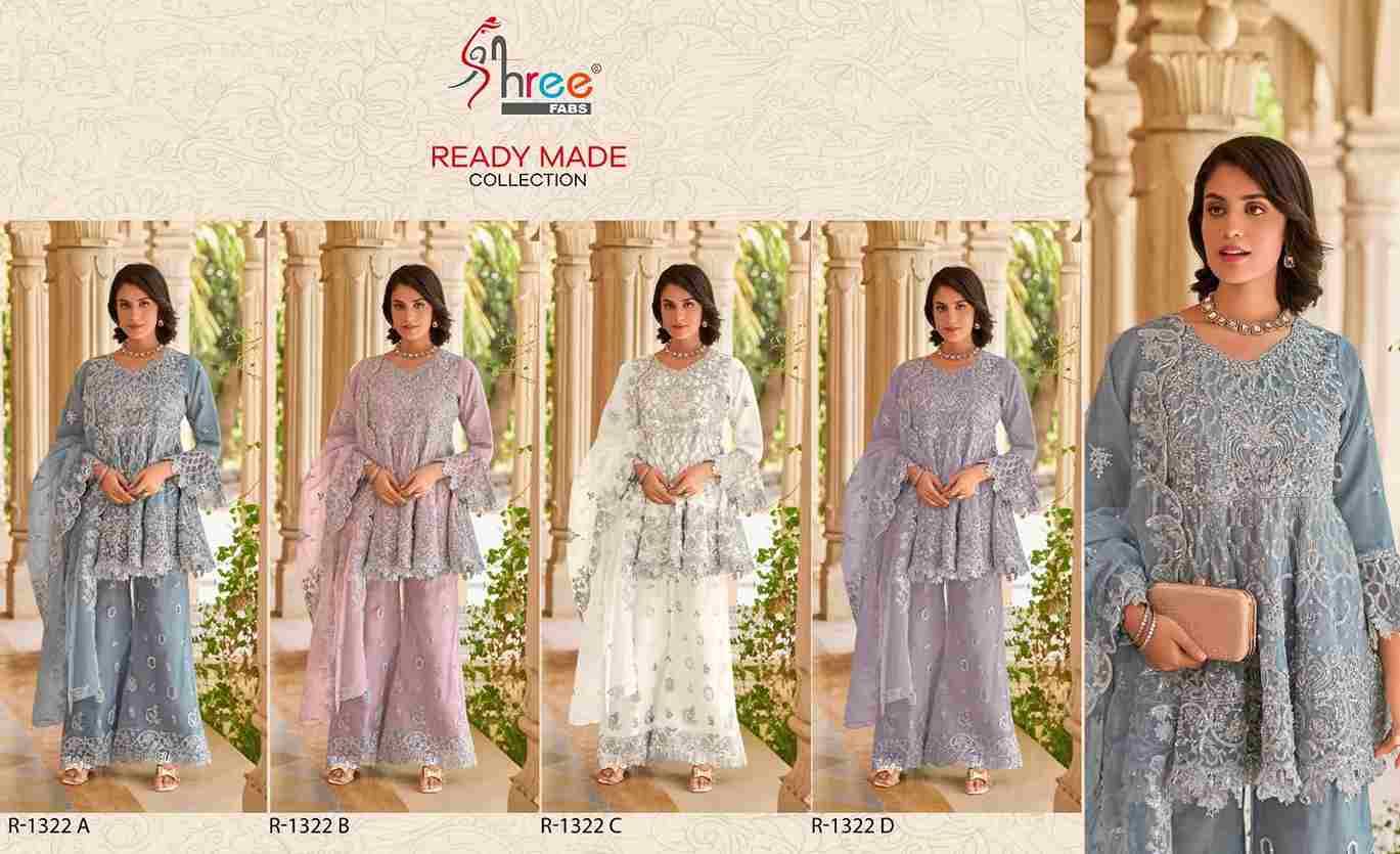 Shree Fabs Hit Design R-1322 Colours By Shree Fabs R-1322-A To R-1322-D Series Beautiful Pakistani Suits Stylish Fancy Colorful Party Wear & Occasional Wear Pure Organza Embroidered Dresses At Wholesale Price