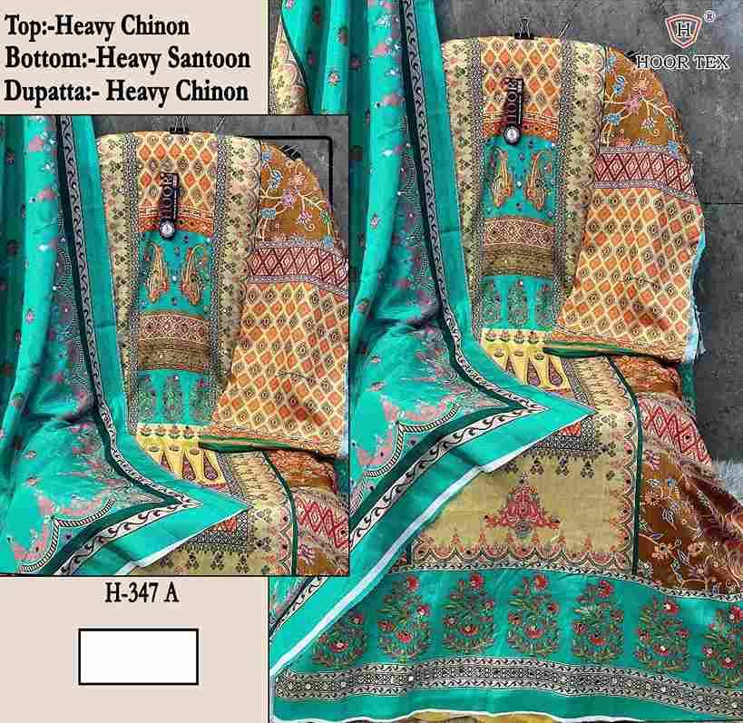 Hoor Tex Hit Design H-347 Colours By Hoor Tex H-347-A To H-347-D Series Designer Festive Pakistani Suits Collection Beautiful Stylish Fancy Colorful Party Wear & Occasional Wear Heavy Chinnon Dresses At Wholesale Price