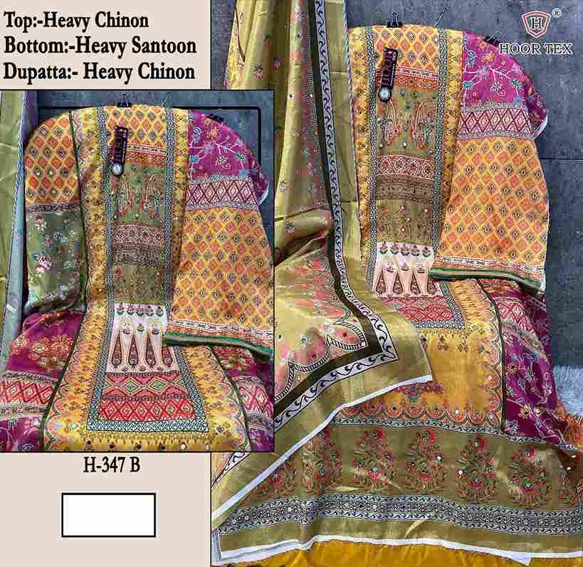 Hoor Tex Hit Design H-347 Colours By Hoor Tex H-347-A To H-347-D Series Designer Festive Pakistani Suits Collection Beautiful Stylish Fancy Colorful Party Wear & Occasional Wear Heavy Chinnon Dresses At Wholesale Price