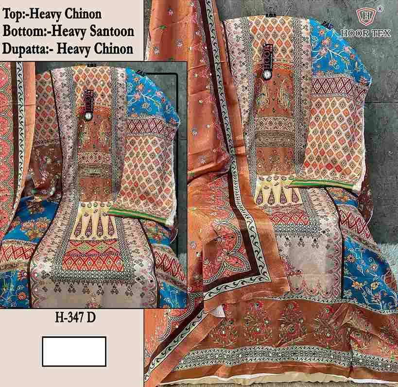 Hoor Tex Hit Design H-347 Colours By Hoor Tex H-347-A To H-347-D Series Designer Festive Pakistani Suits Collection Beautiful Stylish Fancy Colorful Party Wear & Occasional Wear Heavy Chinnon Dresses At Wholesale Price