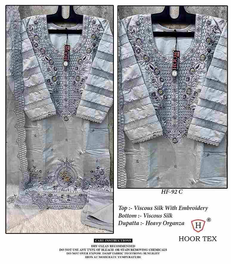 Hoor Tex Hit Design HF-92 Colours By Hoor Tex HF-92-A To HF-92-D Series Designer Festive Pakistani Suits Collection Beautiful Stylish Fancy Colorful Party Wear & Occasional Wear Viscose Silk Embroidered Dresses At Wholesale Price