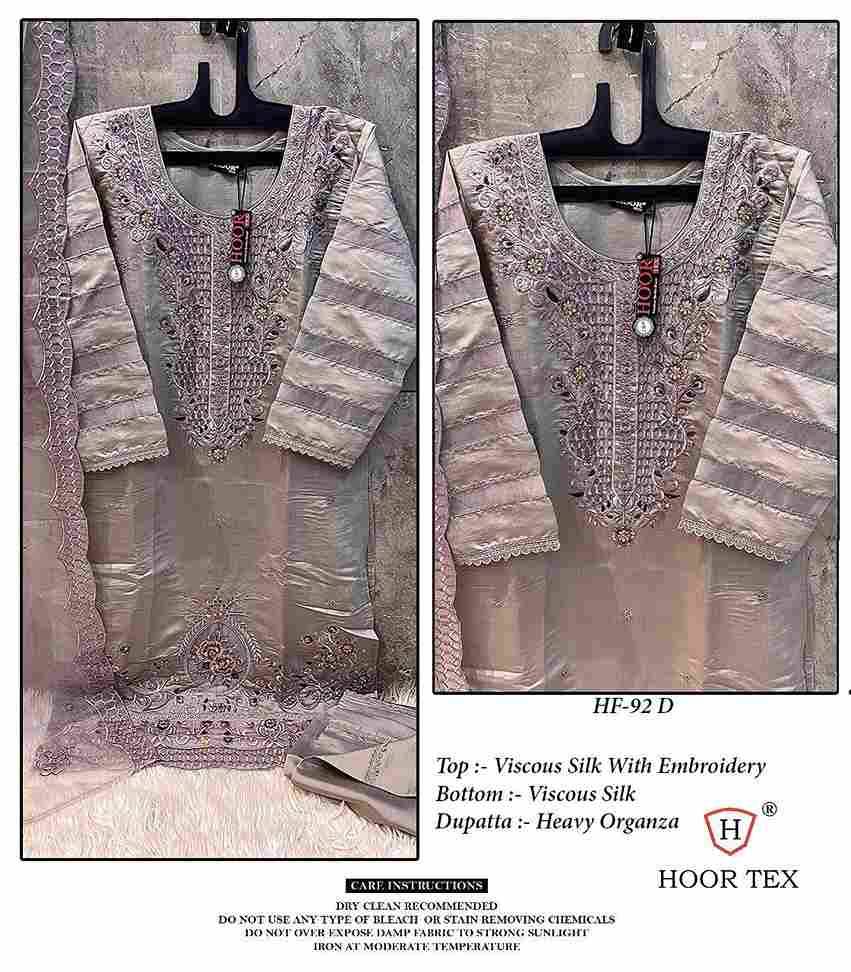 Hoor Tex Hit Design HF-92 Colours By Hoor Tex HF-92-A To HF-92-D Series Designer Festive Pakistani Suits Collection Beautiful Stylish Fancy Colorful Party Wear & Occasional Wear Viscose Silk Embroidered Dresses At Wholesale Price
