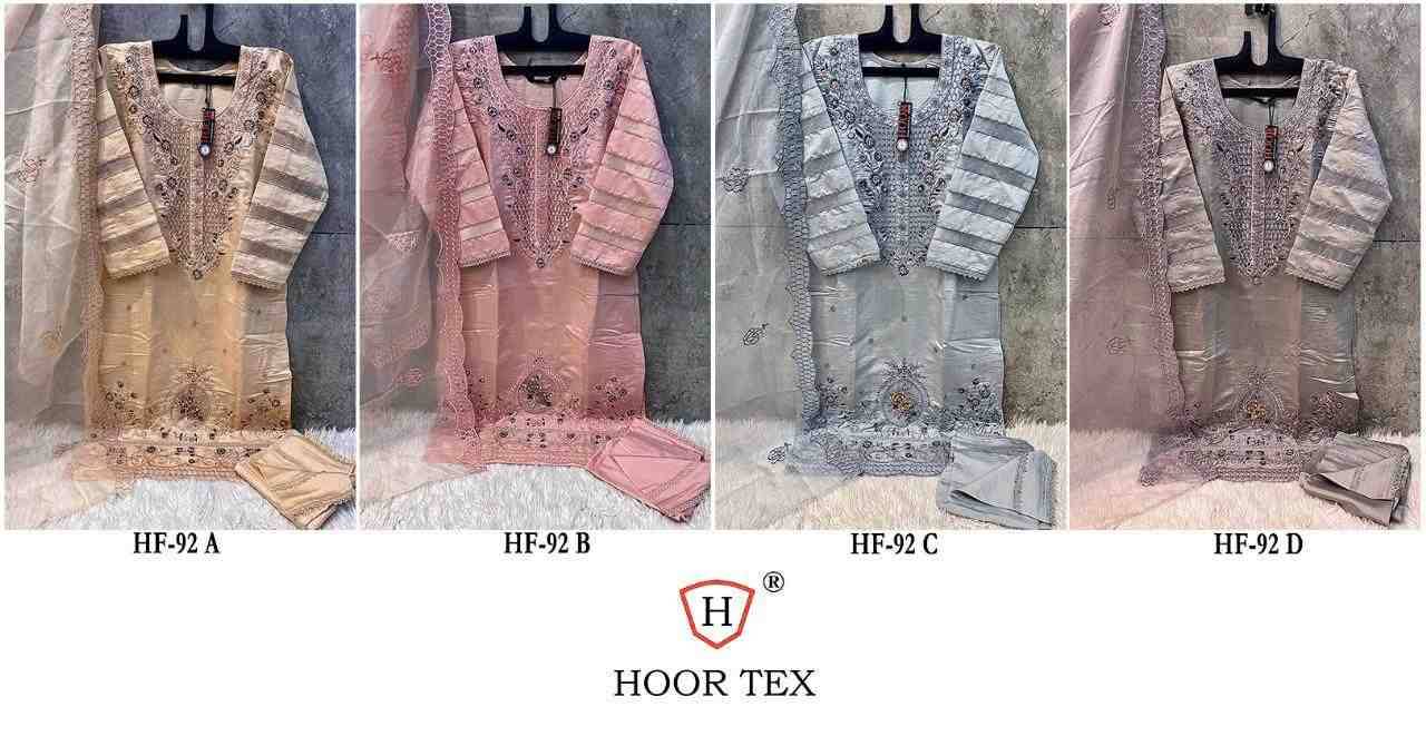 Hoor Tex Hit Design HF-92 Colours By Hoor Tex HF-92-A To HF-92-D Series Designer Festive Pakistani Suits Collection Beautiful Stylish Fancy Colorful Party Wear & Occasional Wear Viscose Silk Embroidered Dresses At Wholesale Price