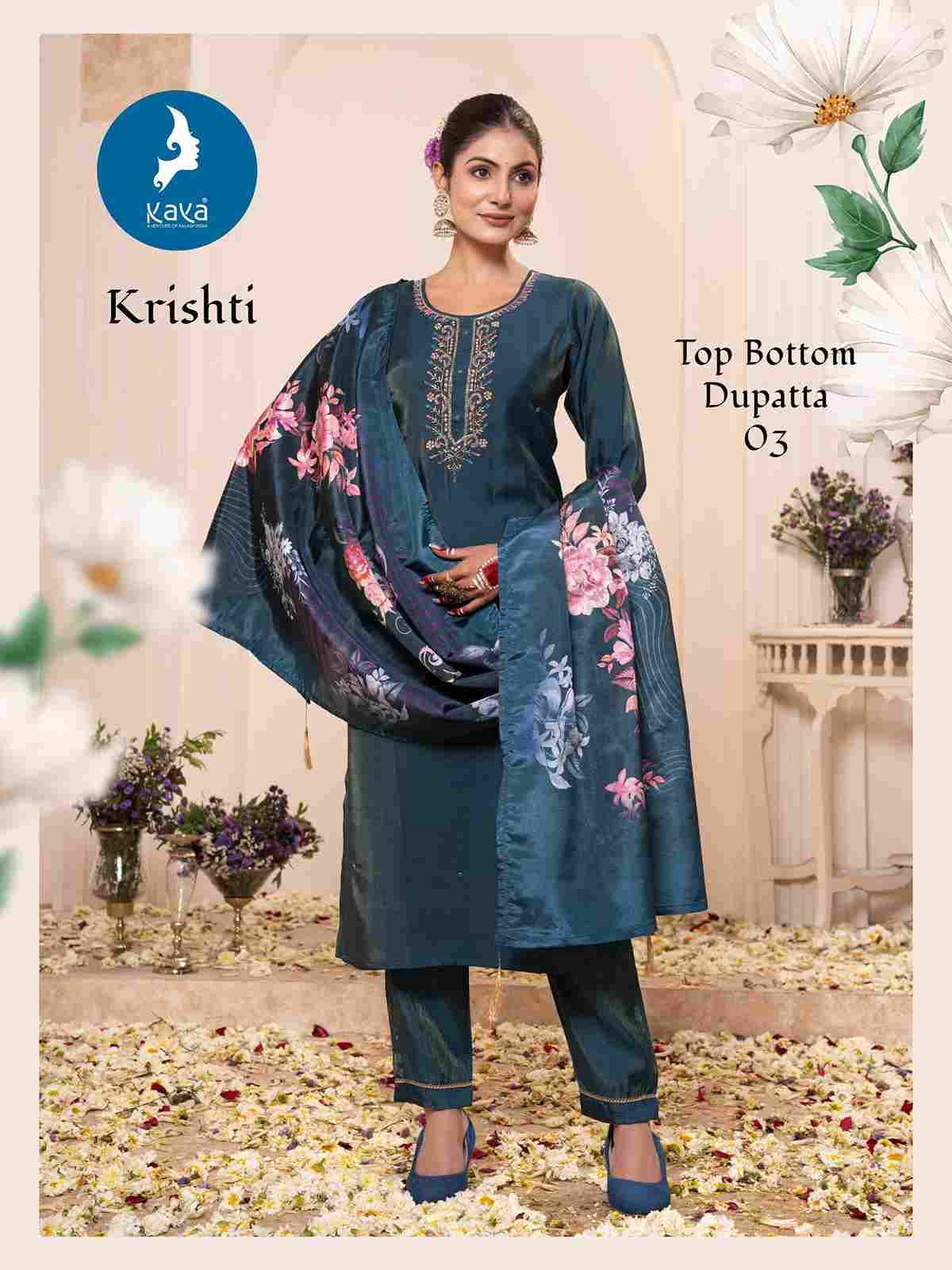 Krishti By Kaya 01 To 06 Series Beautiful Festive Suits Colorful Stylish Fancy Casual Wear & Ethnic Wear Roman Shimmer Dresses At Wholesale Price