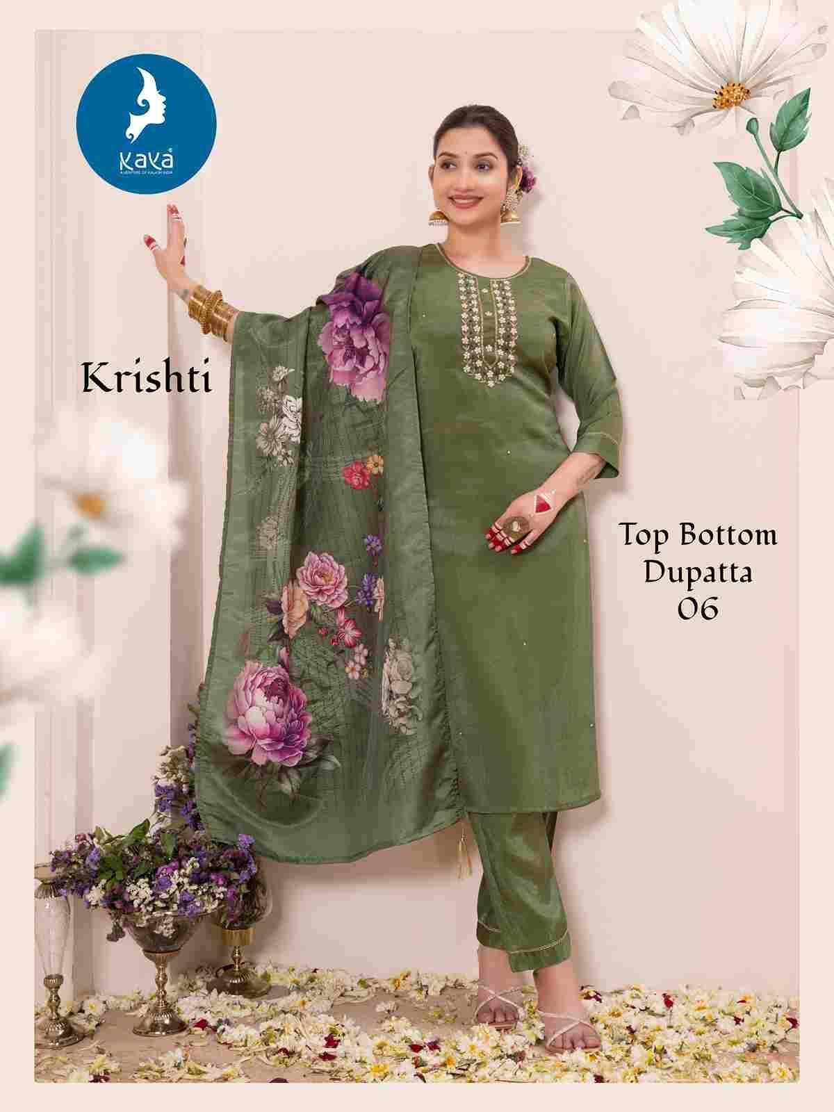 Krishti By Kaya 01 To 06 Series Beautiful Festive Suits Colorful Stylish Fancy Casual Wear & Ethnic Wear Roman Shimmer Dresses At Wholesale Price