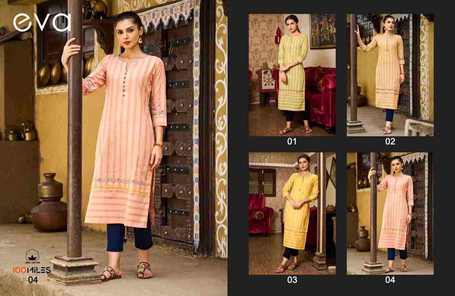 Eva By 100 Miles 01 To 04 Series Designer Stylish Fancy Colorful Beautiful Party Wear & Ethnic Wear Collection Cotton Kurtis At Wholesale Price