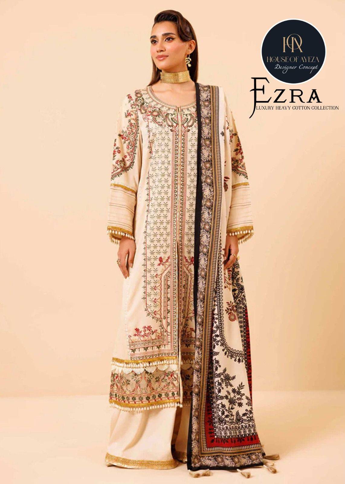 Ezra Vol-1 By House Of Ayeza 101 To 106 Series Beautiful Pakistani Suits Colorful Stylish Fancy Casual Wear & Ethnic Wear Pure Cotton Print Dresses At Wholesale Price