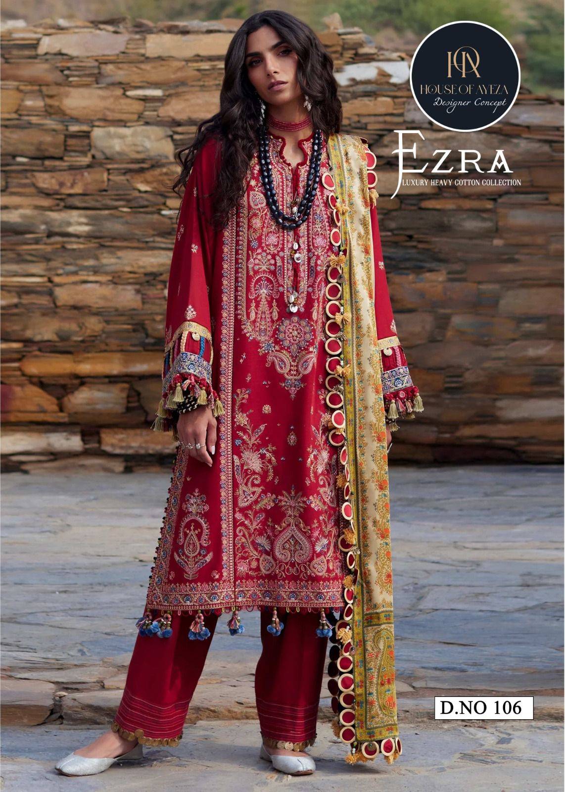 Ezra Vol-1 By House Of Ayeza 101 To 106 Series Beautiful Pakistani Suits Colorful Stylish Fancy Casual Wear & Ethnic Wear Pure Cotton Print Dresses At Wholesale Price