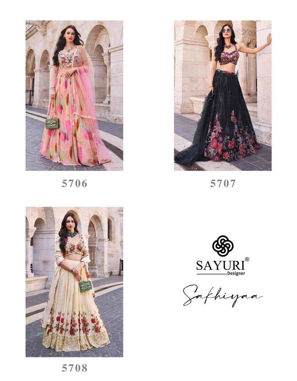 Sakhiyaa By Sayuri 5706 To 5708 Series Designer Beautiful Wedding Collection Occasional Wear & Party Wear Chinnon Silk Lehengas At Wholesale Price