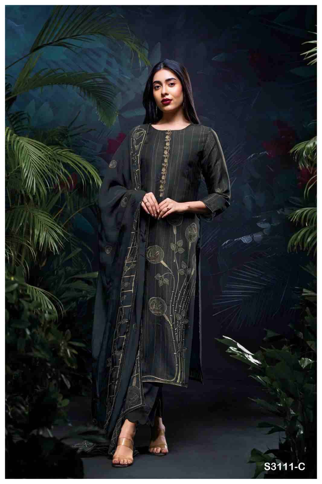 Sayuri-3111 By Ganga Fashion 3111-A To 3111-C Series Beautiful Festive Suits Colorful Stylish Fancy Casual Wear & Ethnic Wear Pure Bemberg Silk Dresses At Wholesale Price