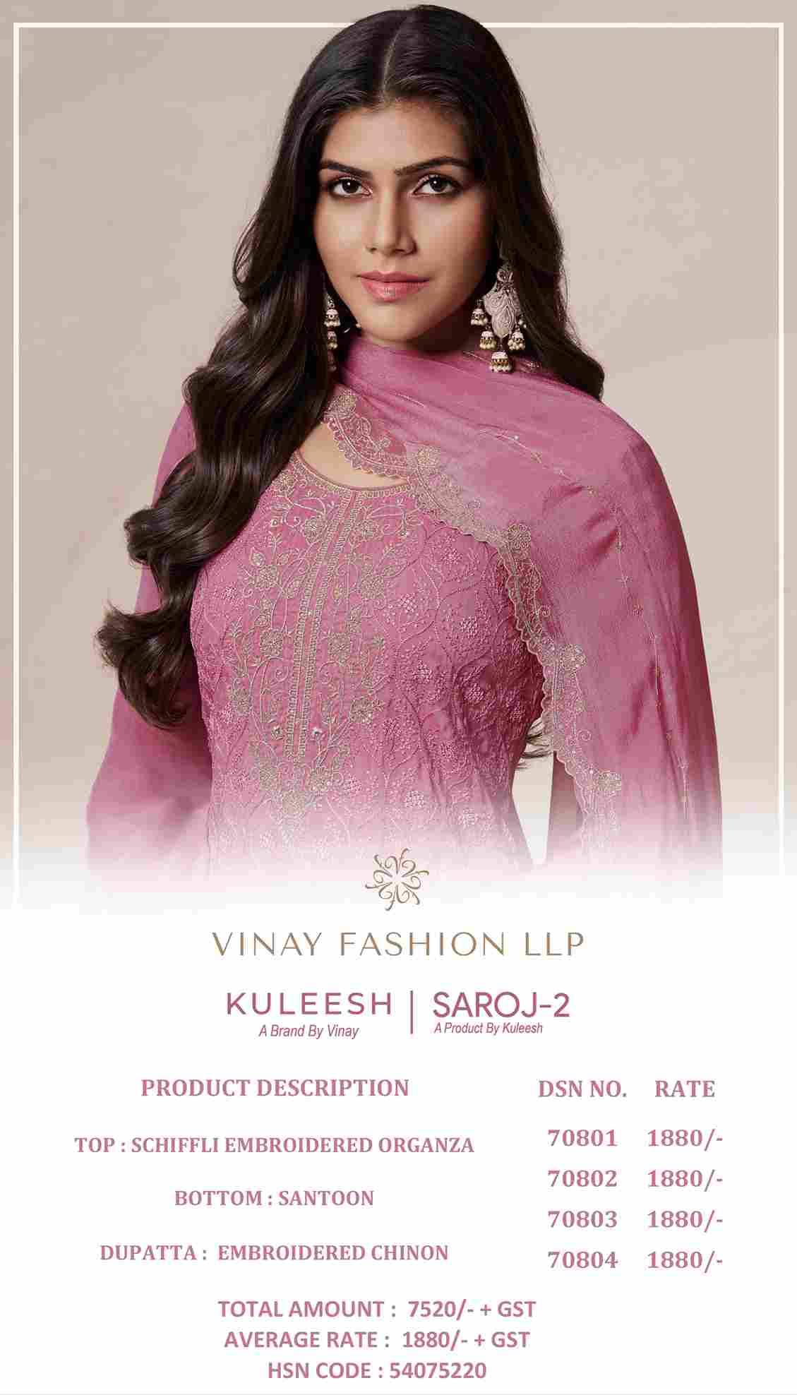 Saroj Vol-2 By Vinay Fashion 70801 To 70804 Series Designer Festive Suits Beautiful Fancy Colorful Stylish Party Wear & Occasional Wear Organza Embroidered Dresses At Wholesale Price