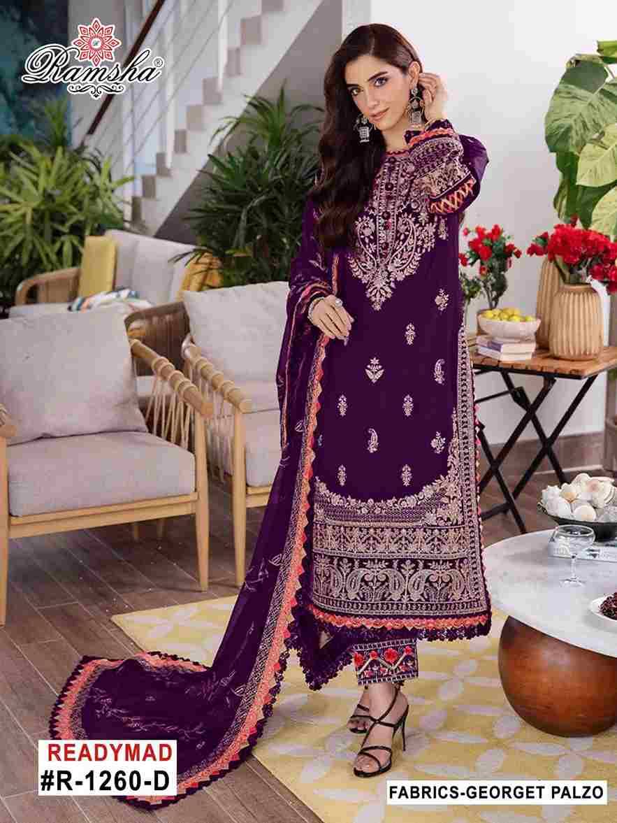 Ramsha 1260 Colours By Ramsha 1260-A To 1260-D Series Beautiful Pakistani Suits Colorful Stylish Fancy Casual Wear & Ethnic Wear Georgette Dresses At Wholesale Price