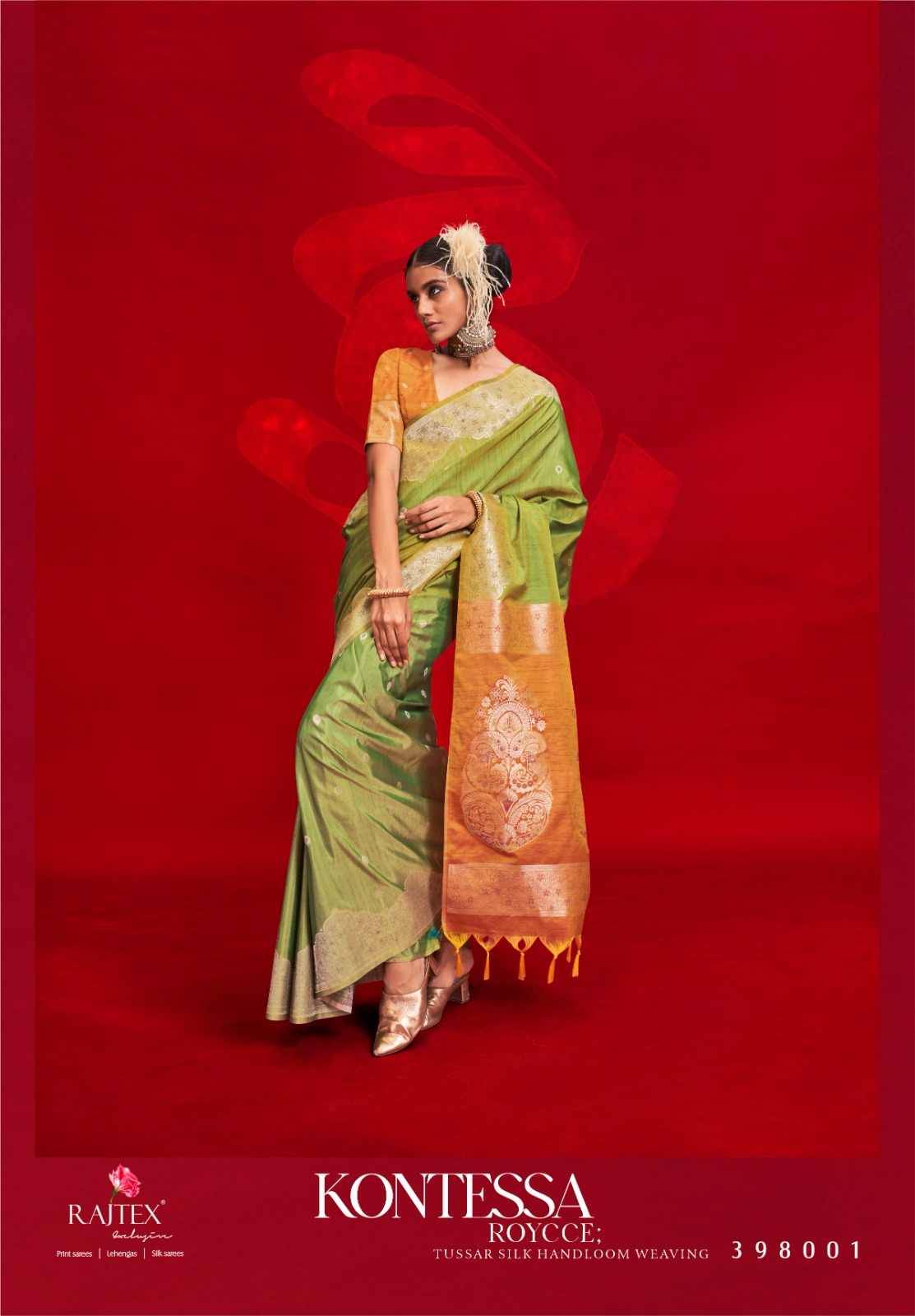 Kontessa Roycce By Raj Tex 398001 To 398006 Series Indian Traditional Wear Collection Beautiful Stylish Fancy Colorful Party Wear & Occasional Wear Handloom Silk Sarees At Wholesale Price