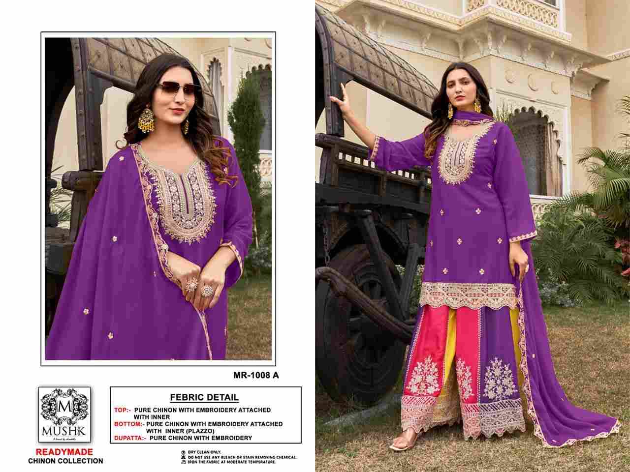 Mushq Hit Design R-1008 Colours By Mushq R-1008-A To R-1008-C Series Beautiful Winter Collection Pakistani Suits Stylish Fancy Colorful Casual Wear & Ethnic Wear Pure Chinnon Embroidery Dresses At Wholesale Price