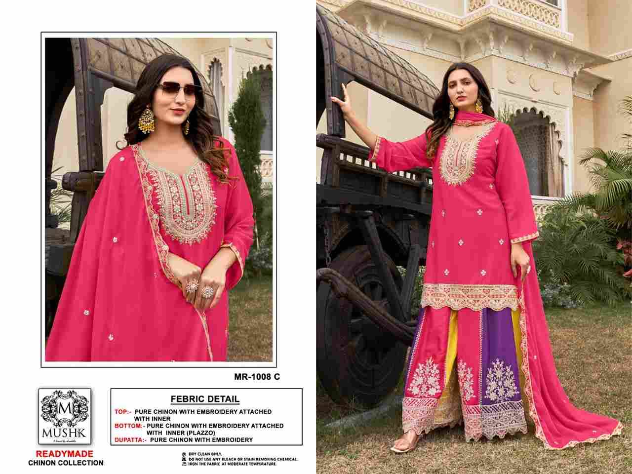 Mushq Hit Design R-1008 Colours By Mushq R-1008-A To R-1008-C Series Beautiful Winter Collection Pakistani Suits Stylish Fancy Colorful Casual Wear & Ethnic Wear Pure Chinnon Embroidery Dresses At Wholesale Price