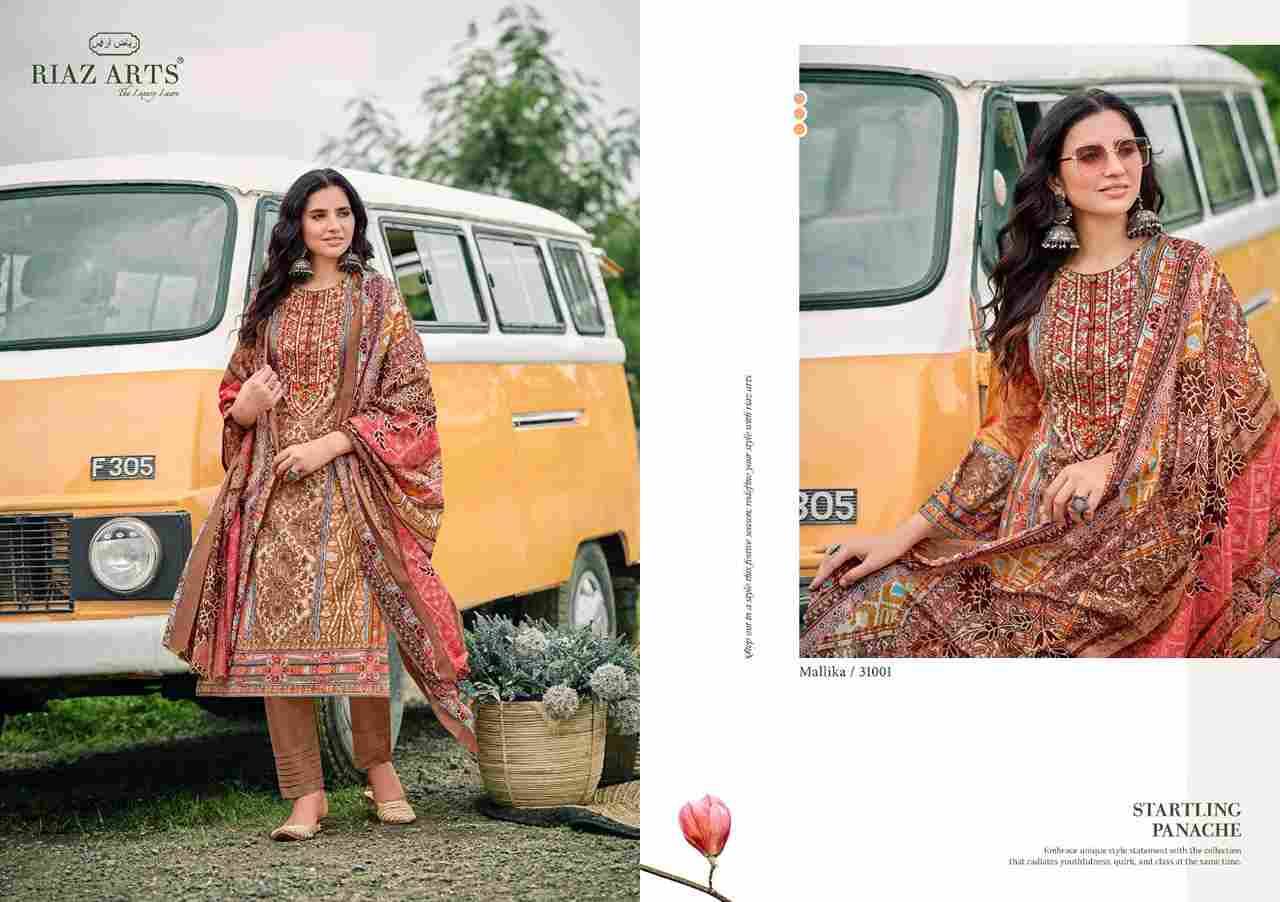 Mallika By Riaz Arts 31001 To 31008 Series Beautiful Festive Suits Stylish Fancy Colorful Casual Wear & Ethnic Wear Pure Lawn Print Dresses At Wholesale Price