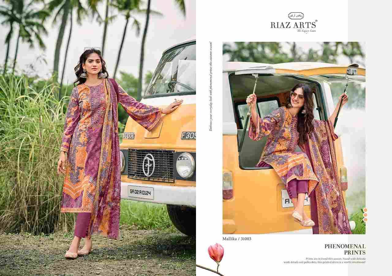 Mallika By Riaz Arts 31001 To 31008 Series Beautiful Festive Suits Stylish Fancy Colorful Casual Wear & Ethnic Wear Pure Lawn Print Dresses At Wholesale Price