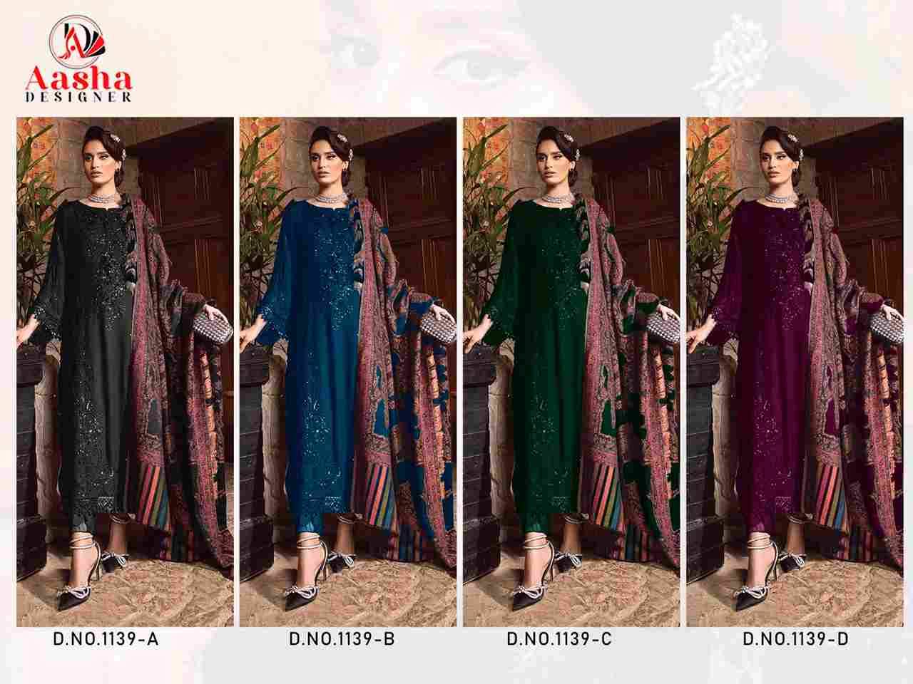 Aasha 1139 Colours By Aasha Designer 1139-A To 1139-D Series Pakistani Suits Beautiful Fancy Colorful Stylish Party Wear & Occasional Wear Heavy Rayon Embroidery Dresses At Wholesale Price