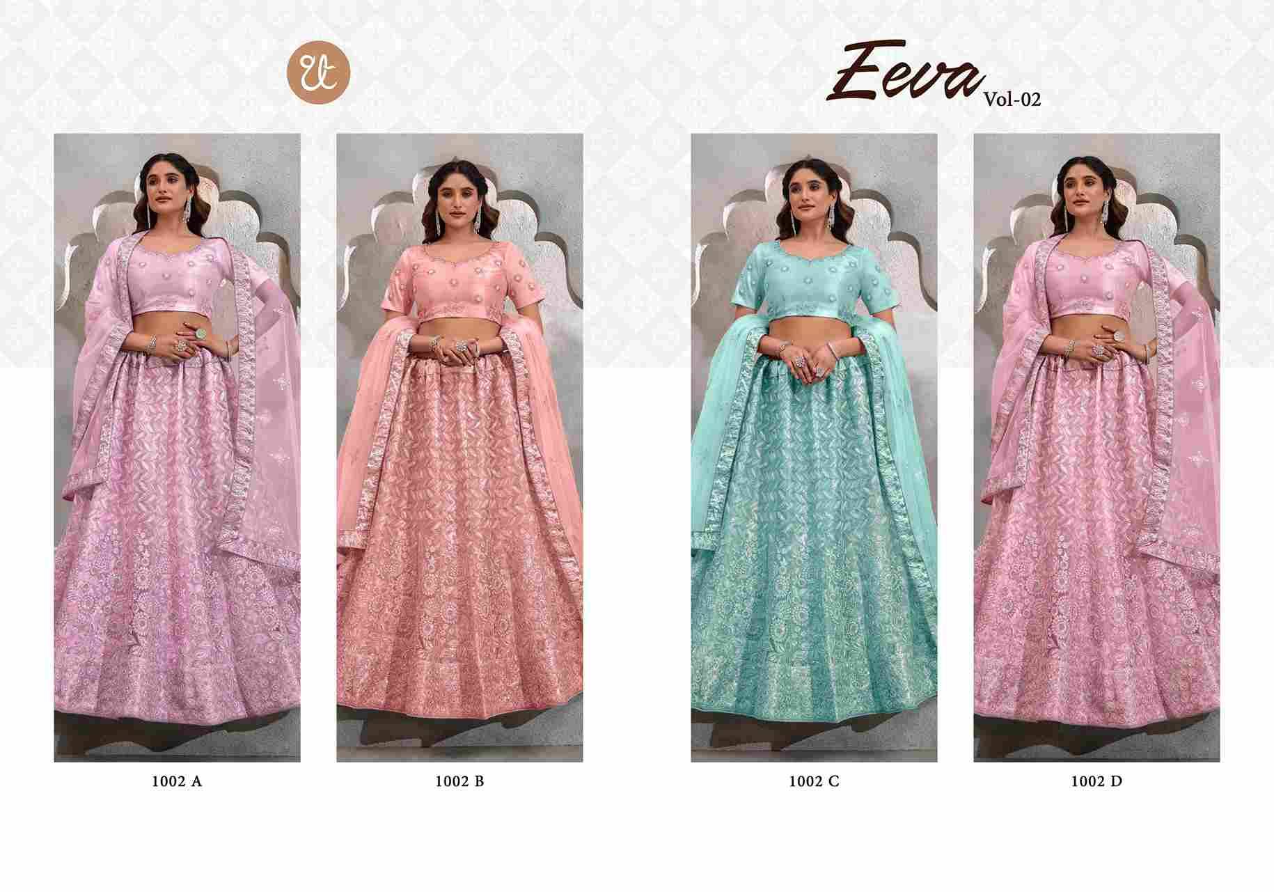 Eeva Vol-2 By Thread Thrill 1002-A To 1002-D Series Beautiful Colorful Fancy Wedding Collection Occasional Wear & Party Wear Net Lehengas At Wholesale Price