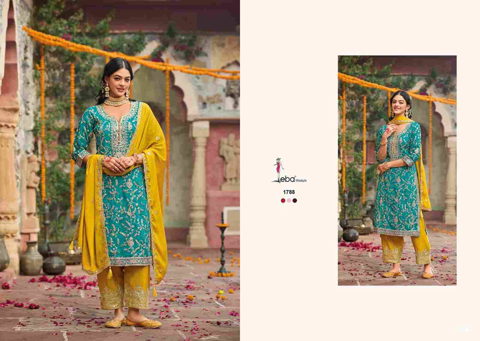 Sangit By Eba Lifestyle 1787 To 1789 Series Beautiful Festive Suits Colorful Stylish Fancy Casual Wear & Ethnic Wear Chinnon Embroidery Dresses At Wholesale Price