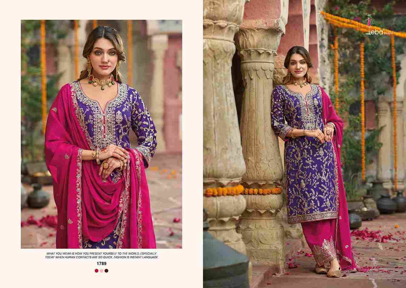 Sangit By Eba Lifestyle 1787 To 1789 Series Beautiful Festive Suits Colorful Stylish Fancy Casual Wear & Ethnic Wear Chinnon Embroidery Dresses At Wholesale Price