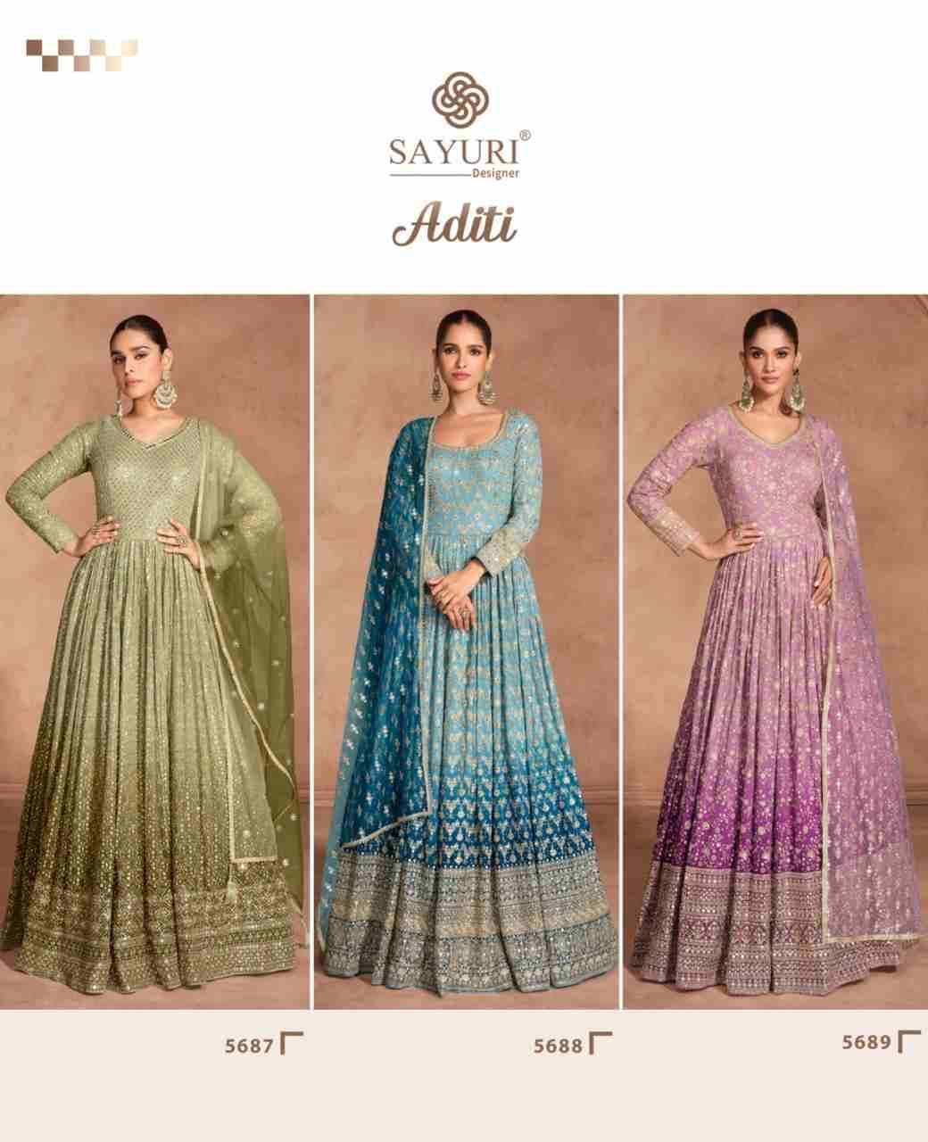 Aditi By Sayuri 5687 To 5689 Series Designer Stylish Fancy Colorful Beautiful Party Wear & Ethnic Wear Collection Georgette Gown With Bottom At Wholesale Price