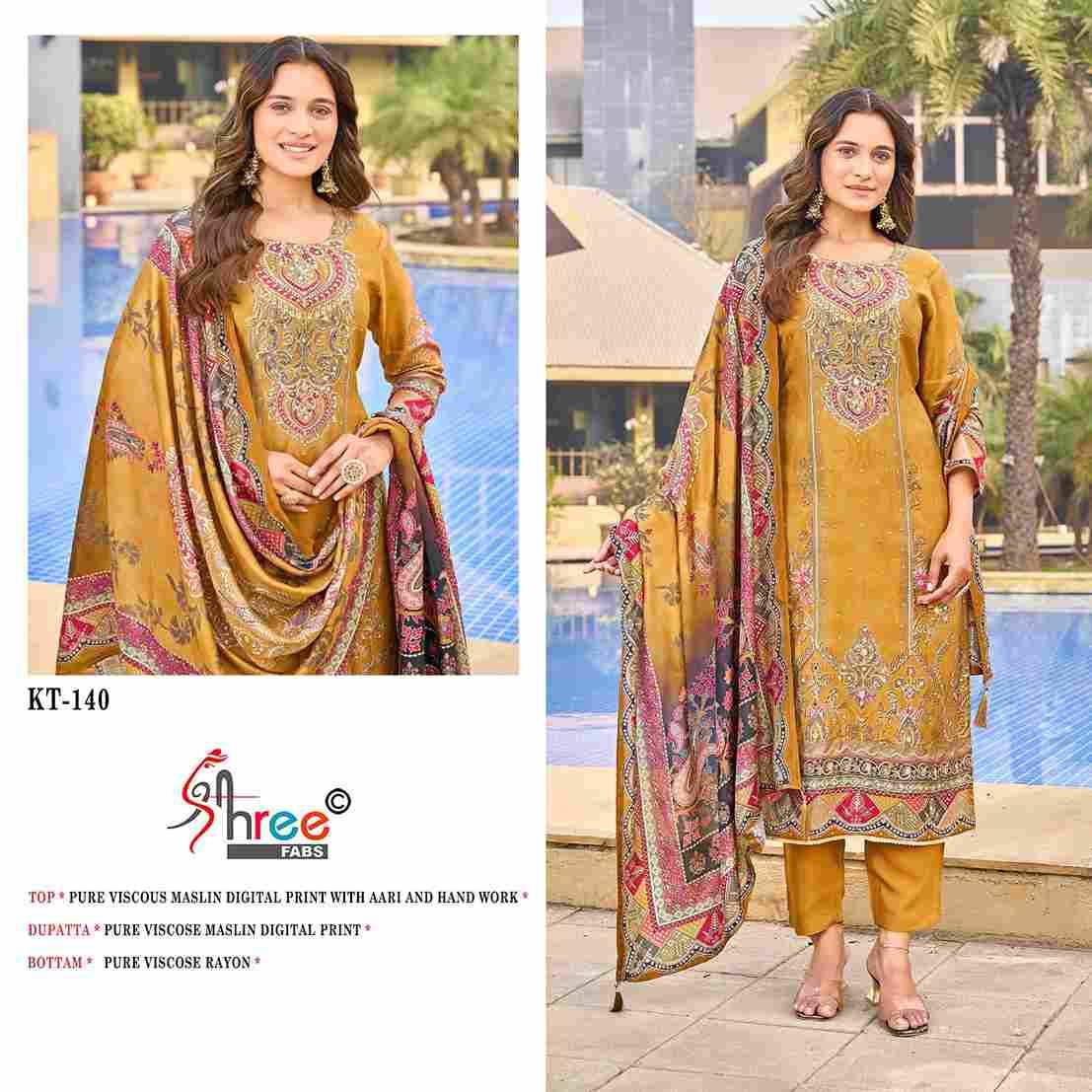 Shree Fabs Hit Design KT-140 Colours By Shree Fabs KT-140 To KT-140-C Series Designer Pakistani Suits Beautiful Fancy Stylish Colorful Party Wear & Occasional Wear Pure Viscose Muslin Embroidery Dresses At Wholesale Price