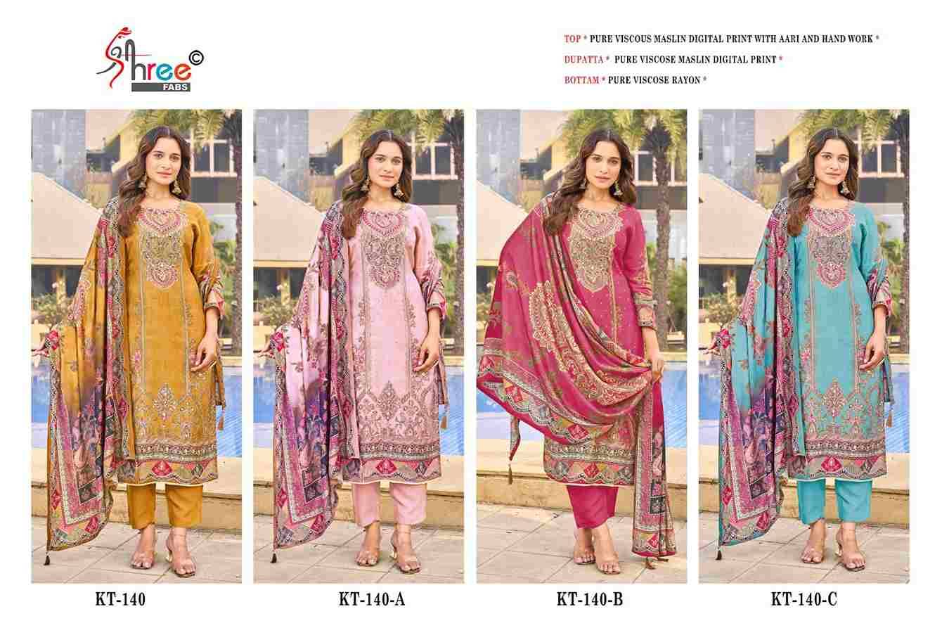 Shree Fabs Hit Design KT-140 Colours By Shree Fabs KT-140 To KT-140-C Series Designer Pakistani Suits Beautiful Fancy Stylish Colorful Party Wear & Occasional Wear Pure Viscose Muslin Embroidery Dresses At Wholesale Price