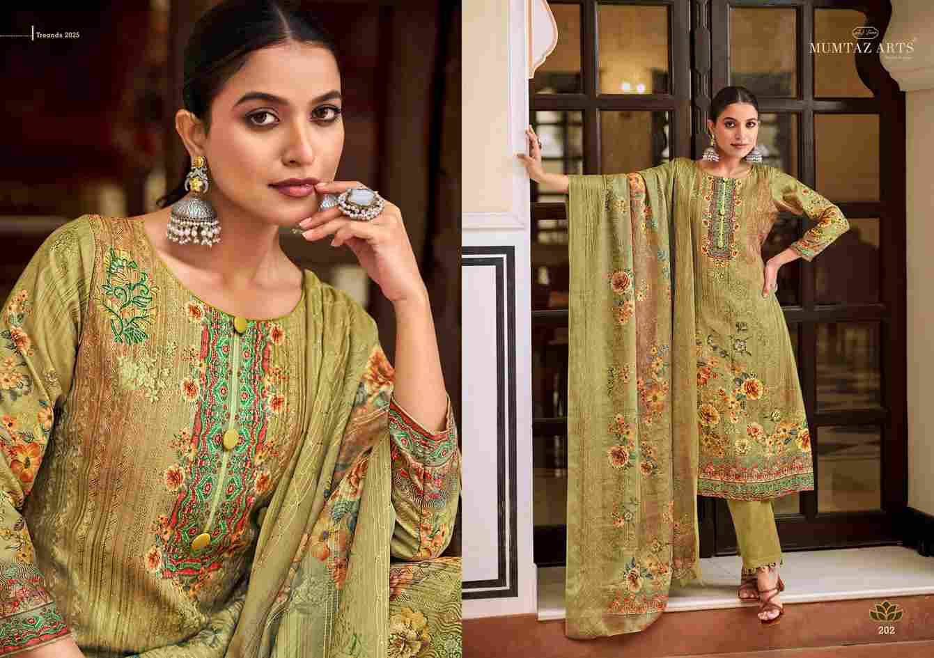 Mannat 201 Series By Mumtaz Arts 201 To 207 Series Beautiful Festive Suits Colorful Stylish Fancy Casual Wear & Ethnic Wear Pure Jam Print With Work Dresses At Wholesale Price