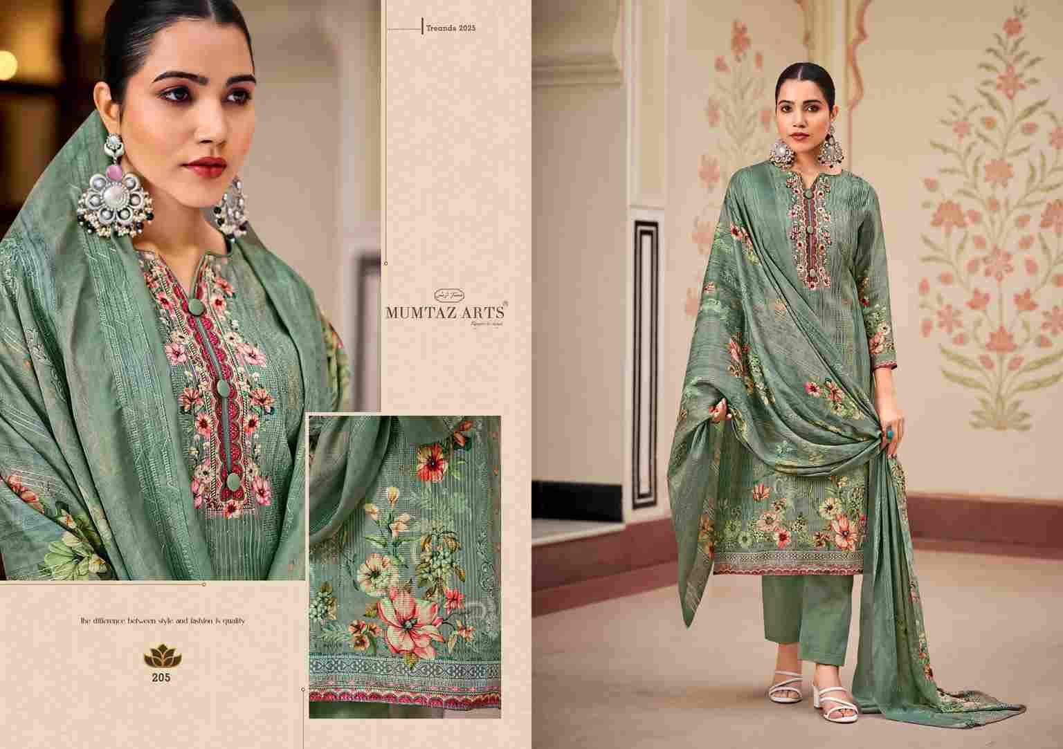 Mannat 201 Series By Mumtaz Arts 201 To 207 Series Beautiful Festive Suits Colorful Stylish Fancy Casual Wear & Ethnic Wear Pure Jam Print With Work Dresses At Wholesale Price